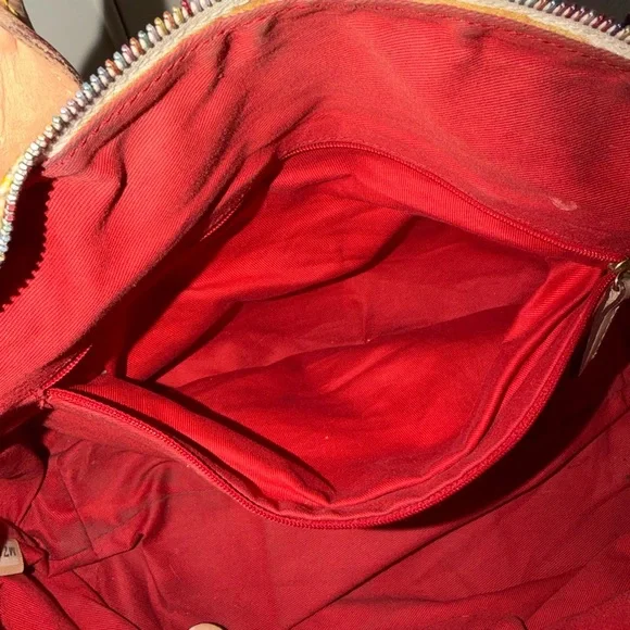 Dooney & Bourke Alphabet Print Satchel Cream Multicolor Leather Trim - Picture 10 of 16